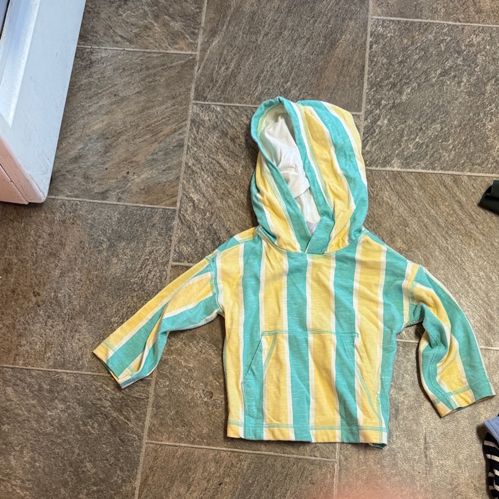 Hanna Andersson Yellow and Teal Striped Kids Hoodie